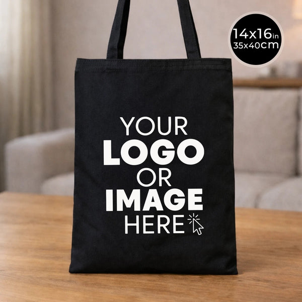 Black Cotton Tote Bag – 14"x16" Reusable Custom Print Canvas Bag Wholesale - Pamusan.com