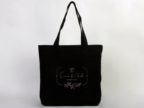 Black Custom Canvas Tote Bag 19"x16"x4" – Personalized Cotton Promotional & Beach Bag - Pamusan.com
