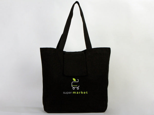 Black Custom Canvas Tote Bag 19"x16"x4" – Personalized Cotton Promotional & Beach Bag - Pamusan.com