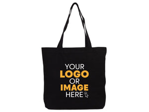 Black Custom Canvas Tote Bag 19"x16"x4" – Personalized Cotton Promotional & Beach Bag - Pamusan.com