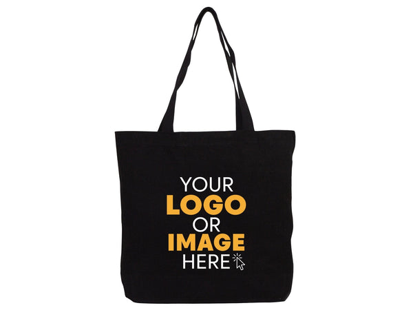Black Custom Canvas Tote Bag 19"x16"x4" – Personalized Cotton Promotional & Beach Bag - Pamusan.com