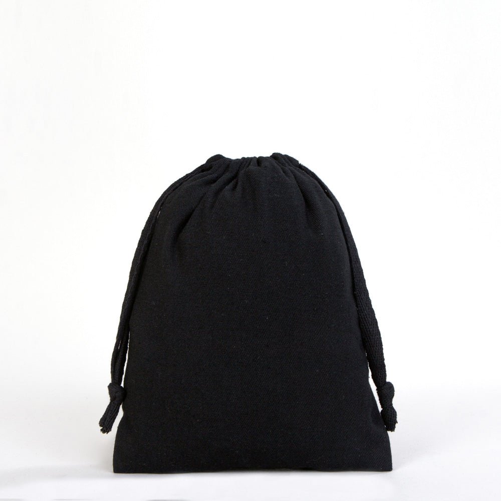 Black Fabric Drawstring Pouch 6"x8" – Reusable Cotton Bag - Pamusan.com