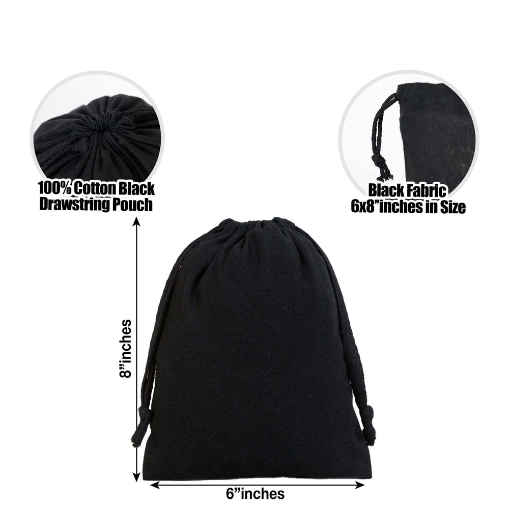 Black Fabric Drawstring Pouch 6"x8" – Reusable Cotton Bag - Pamusan.com
