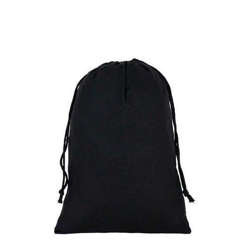 Black Fabric Drawstring Pouch 8"x12" – Reusable Cotton Bag - Pamusan.com