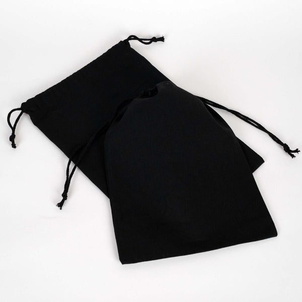 Black Fabric Drawstring Pouch 8"x12" – Reusable Cotton Bag - Pamusan.com