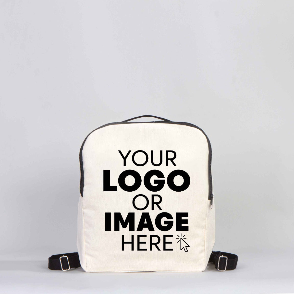 Black Handle VIP Canvas Backpack  10"W x 13"H x 4"L (25 cm x 32 cm x 10 cm)  -  Customize