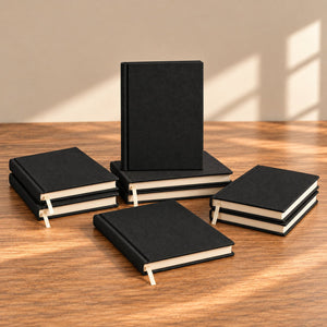 Blank Black Canvas Notebook – A5 (7.9" × 5.5" / 20 × 14 cm), 80 Unlined Sheets, Bulk Plain Journal - Pamusan.com