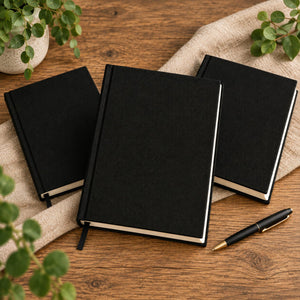Blank Black Canvas Notebook – A5 (7.9" × 5.5" / 20 × 14 cm), 80 Unlined Sheets, Bulk Plain Journal - Pamusan.com