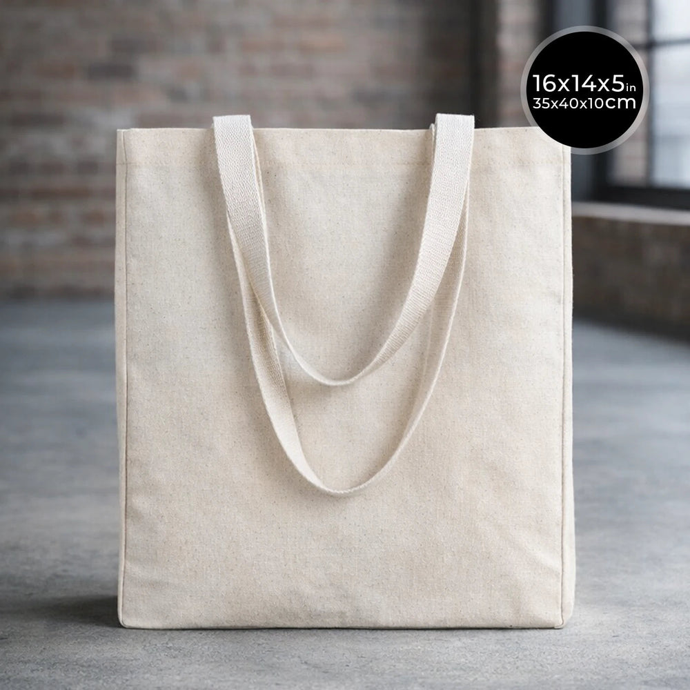 Blank Canvas Tote Bags – 16"W x 14"H x 5"L Reusable Cotton Tote - Pamusan.com