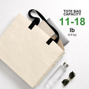 Blank Canvas Tote Bags 16"W x 14"H x 6"L – Two Side Pockets, Black Woven Handles, Full 6" Gusset – 450 gsm Cotton - Pamusan.com