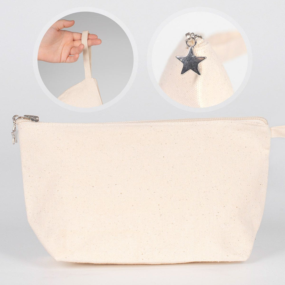 Natural cotton canvas zipper pouch with star zipper pull – Pamusan.com