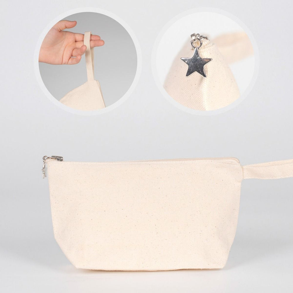 Natural cotton canvas zipper pouch with star zipper pull – Pamusan.com