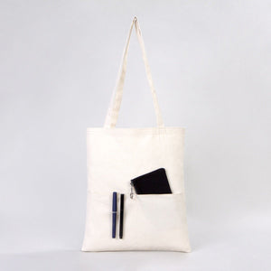 Blank Cotton Tote Bag with Inner Pocket 14"W x 16"H – Wholesale Plain Canvas Shopping Bag - Pamusan.com
