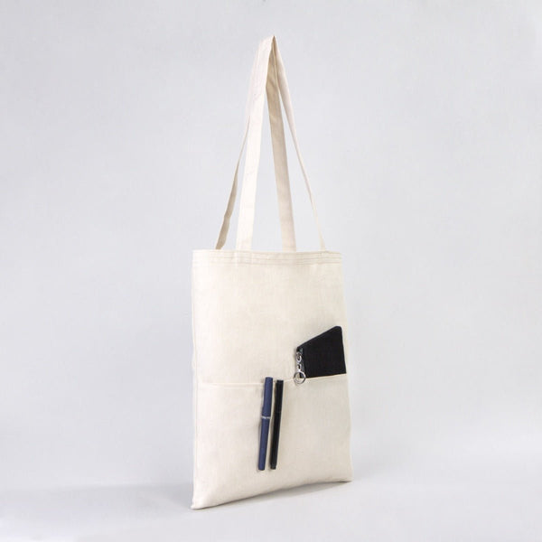 Blank Cotton Tote Bag with Inner Pocket 14"W x 16"H – Wholesale Plain Canvas Shopping Bag - Pamusan.com