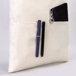 Blank Cotton Tote Bag with Inner Pocket 14"W x 16"H – Wholesale Plain Canvas Shopping Bag - Pamusan.com