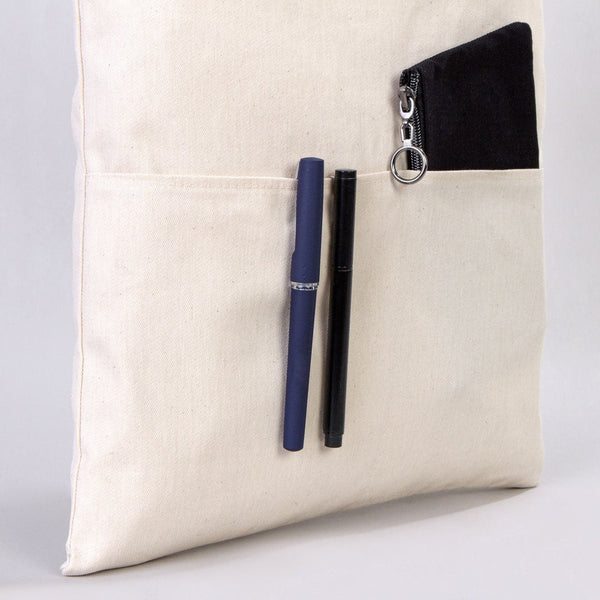 Blank Cotton Tote Bag with Inner Pocket 14"W x 16"H – Wholesale Plain Canvas Shopping Bag - Pamusan.com