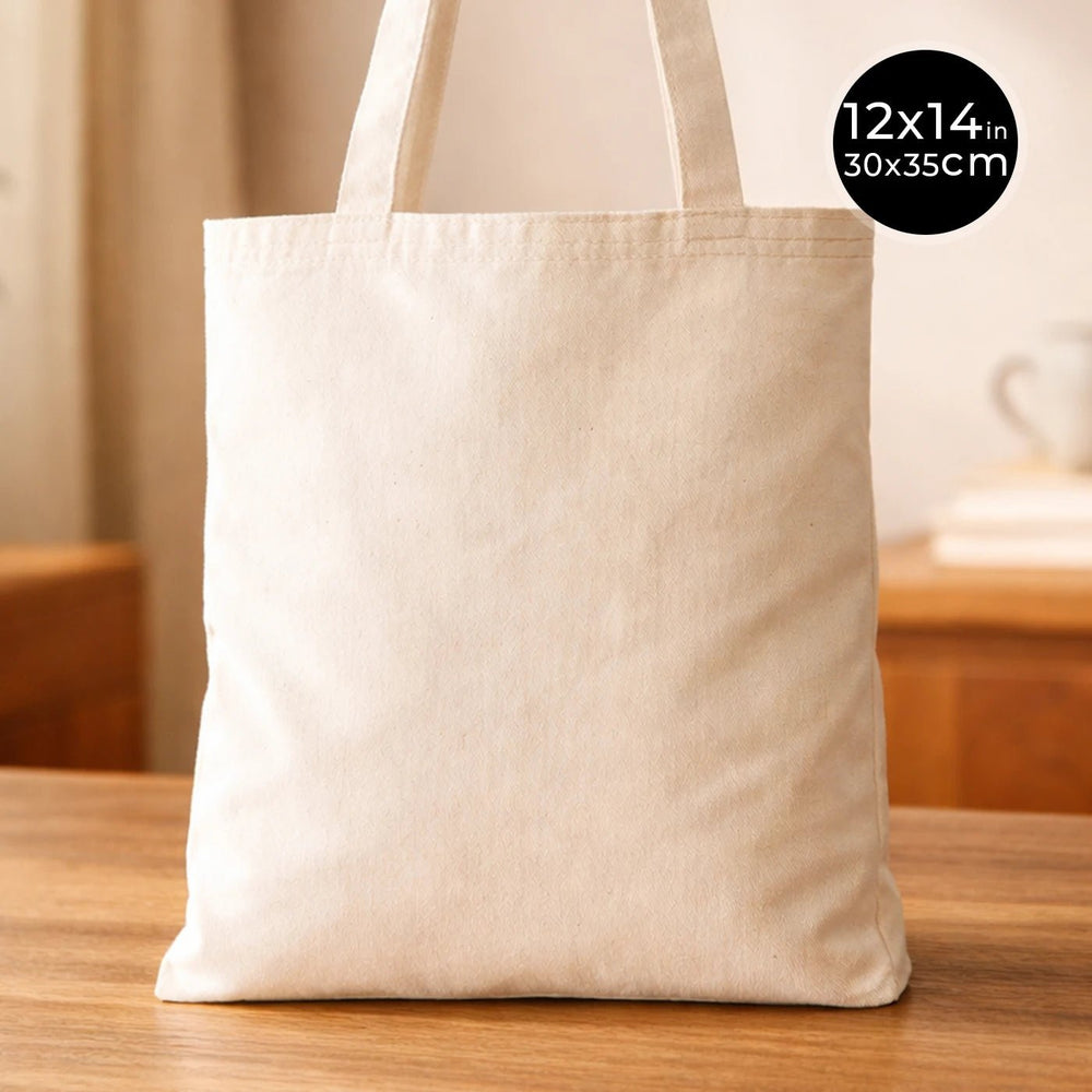 Blank Cotton Tote Bag with Long Handles – Natural Color 12"x14"İnch - Pamusan.com