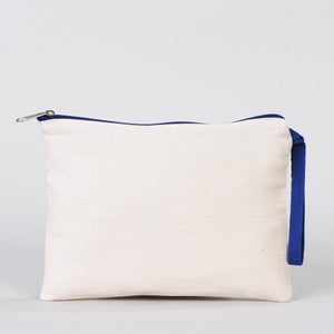 Blank Dark Blue Zippered Clutch Bag – 8"x6" Cotton Pouch - Pamusan.com