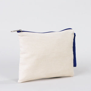 Blank Dark Blue Zippered Clutch Bag – 8"x6" Cotton Pouch - Pamusan.com