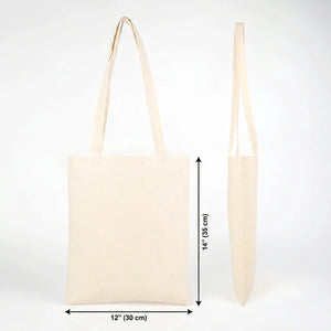 Blank Cotton Tote Bag 12"x14" – size diagram in inches and cm – Pamusan.com