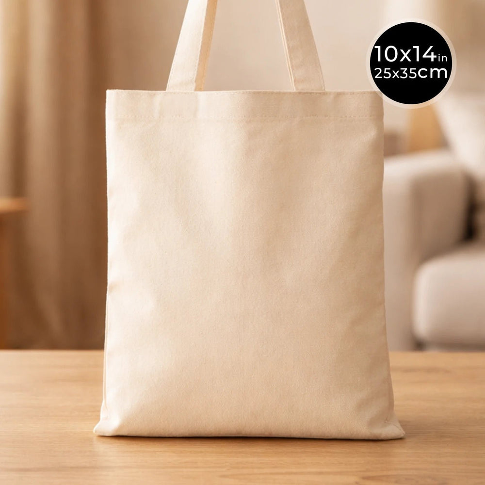 Blank Long Handle Cotton Tote Bag 10"x14" – Natural Eco - Friendly Mini Shopping Bag - Pamusan.com