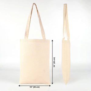 Blank Long Handle Tote Bag 10"x14" – size diagram in inches and cm – Pamusan.com