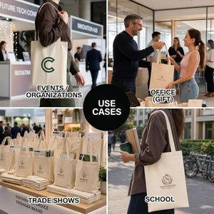 Blank Long Handle Tote Bag 10"x14" – use cases at events, school, trade shows and office – Pamusan.com
