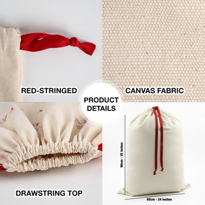 Blank Santa Sack – 24" x 35" (60 x 90 cm) Plain Christmas & New Year Gift Bag - Pamusan.com