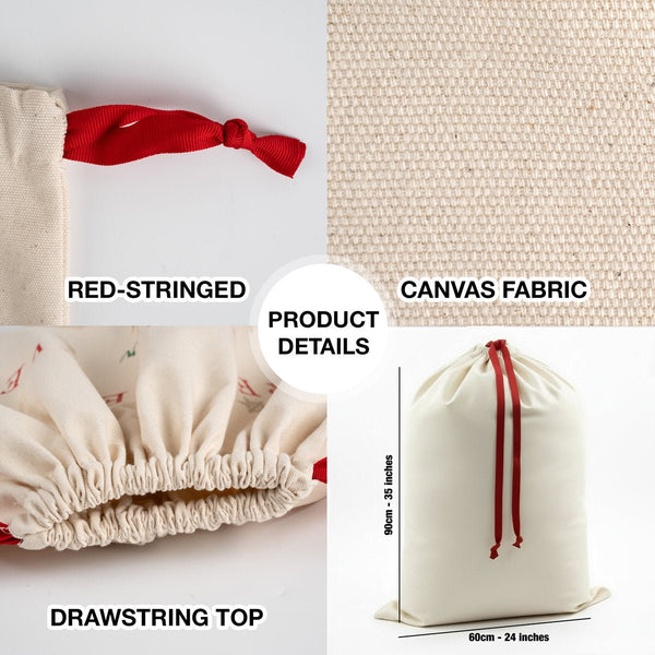 Blank Santa Sack – 24" x 35" (60 x 90 cm) Plain Christmas & New Year Gift Bag - Pamusan.com