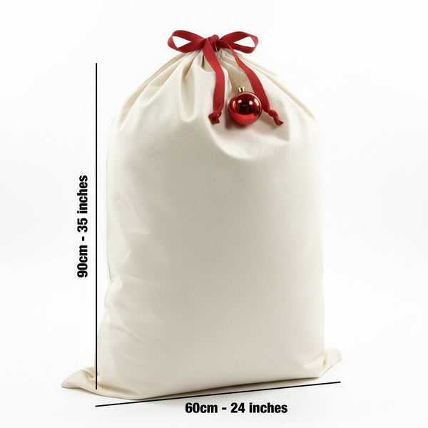 Blank Santa Sack – 24" x 35" (60 x 90 cm) Plain Christmas & New Year Gift Bag - Pamusan.com