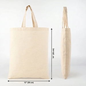 Blank Short Handle Tote Bag 12"x14" – size diagram in inches and cm – Pamusan.com