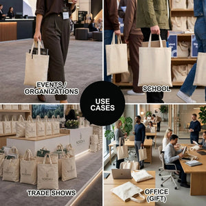 Blank Short Handle Tote Bag 12"x14" – use cases at events, school, trade shows and office – Pamusan.com