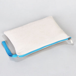 Blank Turquoise Zippered Clutch Bag – 8"x6" Reusable Cotton Pouch - Pamusan.com