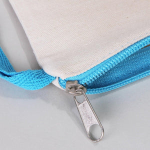 Blank Turquoise Zippered Clutch Bag – 8"x6" Reusable Cotton Pouch - Pamusan.com