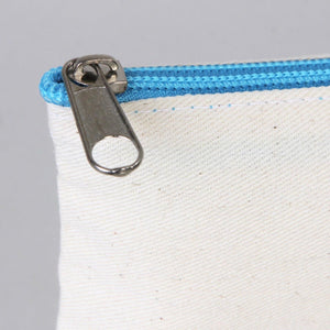 Blank Turquoise Zippered Clutch Bag – 8"x6" Reusable Cotton Pouch - Pamusan.com