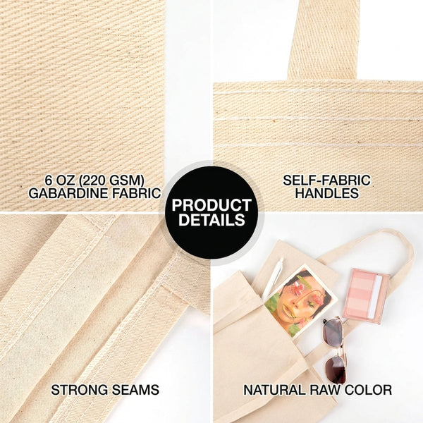 Blank Wide Tote Bag 14"x12" – fabric and stitching detail – Pamusan.com
