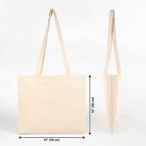 Blank Wide Tote Bag 14"x12" – size diagram in inches and cm – Pamusan.com