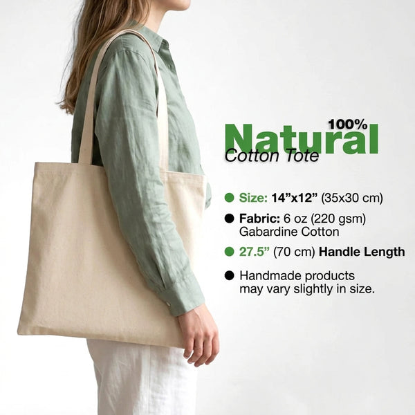 Blank Wide Tote Bag 14"x12" – 100% natural cotton specifications – Pamusan.com