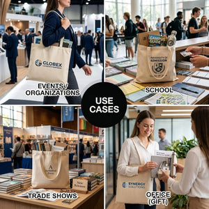 Blank Wide Tote Bag 14"x12" – use cases at events, school, trade shows and office – Pamusan.com