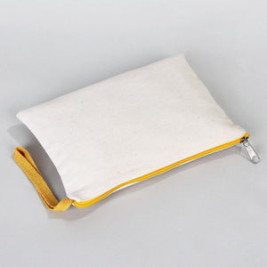 Blank Yellow Zippered Clutch Bag – 8"x6" Plain Cotton Pouch, Durable & Stylish - Pamusan.com