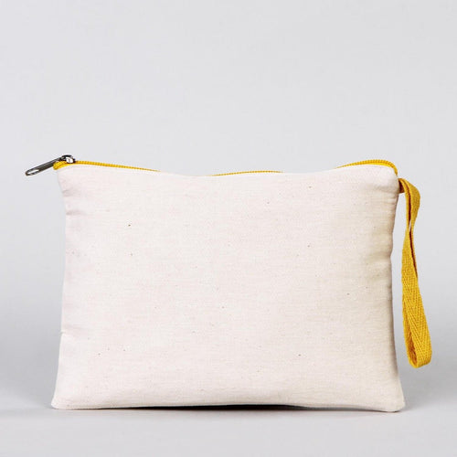 Blank Yellow Zippered Clutch Bag – 8"x6" Plain Cotton Pouch, Durable & Stylish - Pamusan.com