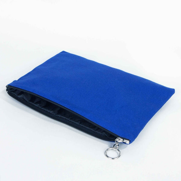 Blue Cotton Zippered Clutch Pouch – 12" × 8" (30 × 21 cm) – 10 oz Fabric - Pamusan.com