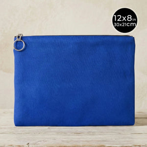 Blue Cotton Zippered Clutch Pouch – 12" × 8" (30 × 21 cm) – 10 oz Fabric - Pamusan.com