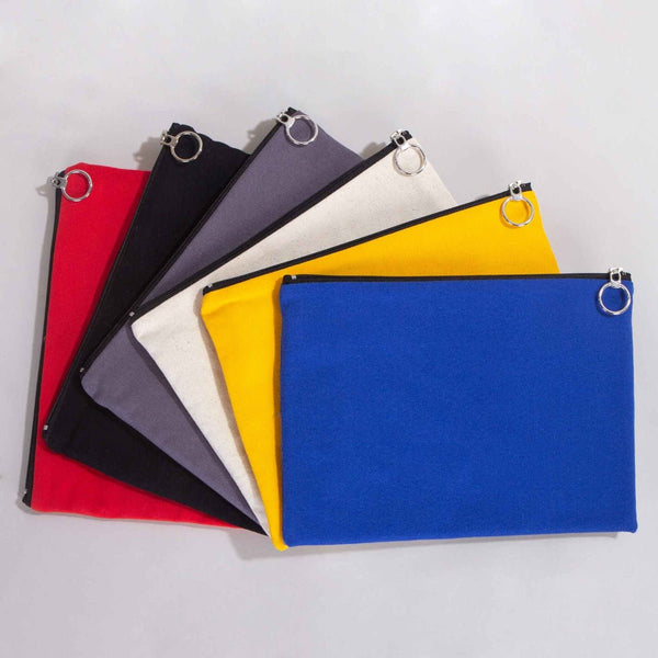 Blue Cotton Zippered Clutch Pouch – 12" × 8" (30 × 21 cm) – 10 oz Fabric - Pamusan.com