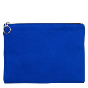 Blue Cotton Zippered Clutch Pouch – 12" × 8" (30 × 21 cm) – 10 oz Fabric - Pamusan.com
