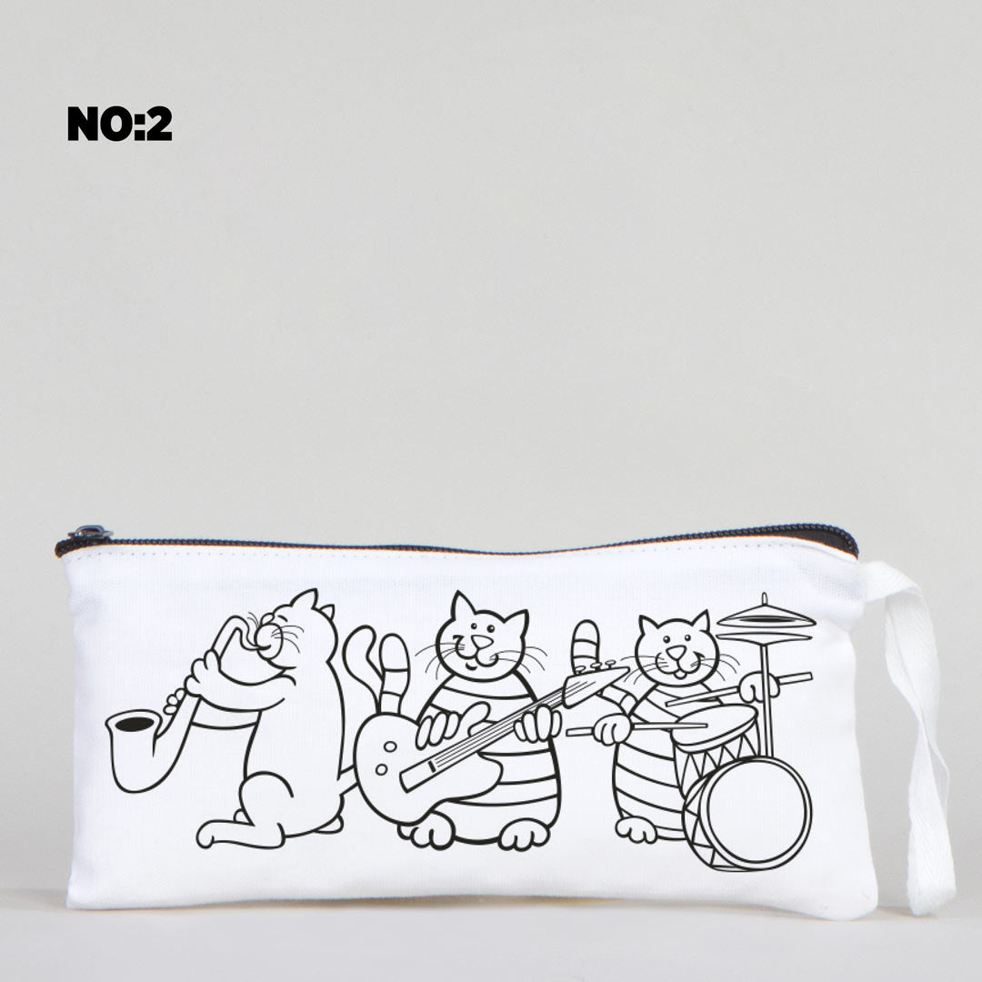 Paintable Fabric Pencil Case- 8" W x 4" H (21 cm x 10 cm) - (5 Models)