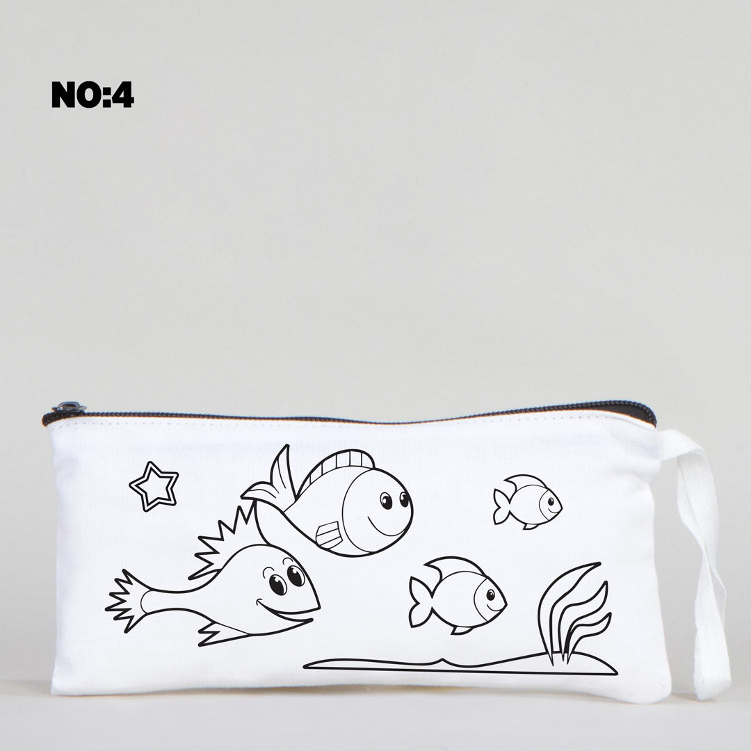 Paintable Fabric Pencil Case- 8" W x 4" H (21 cm x 10 cm) - (5 Models)