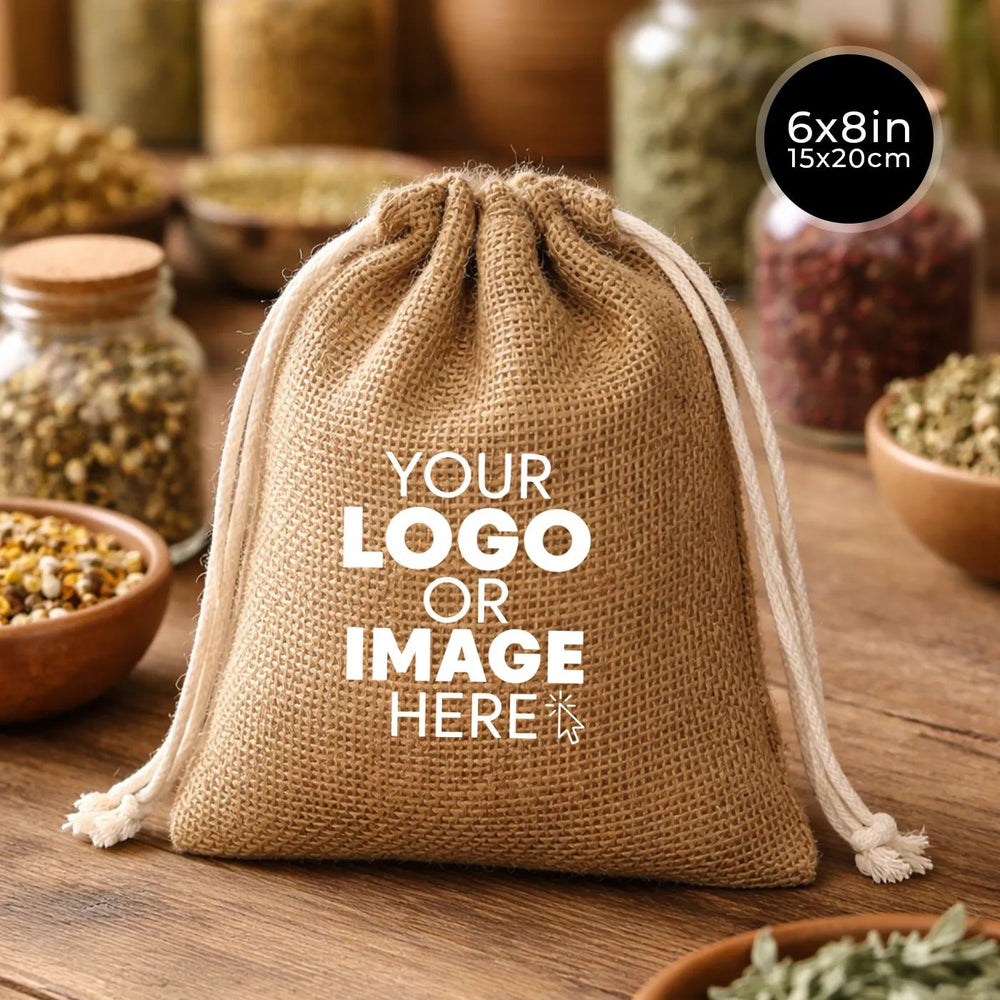 Burlap Drawstring Bags 6"W x 8"H (15 cm x 20 cm) - Custom Jute Bag - Pamusan.com
