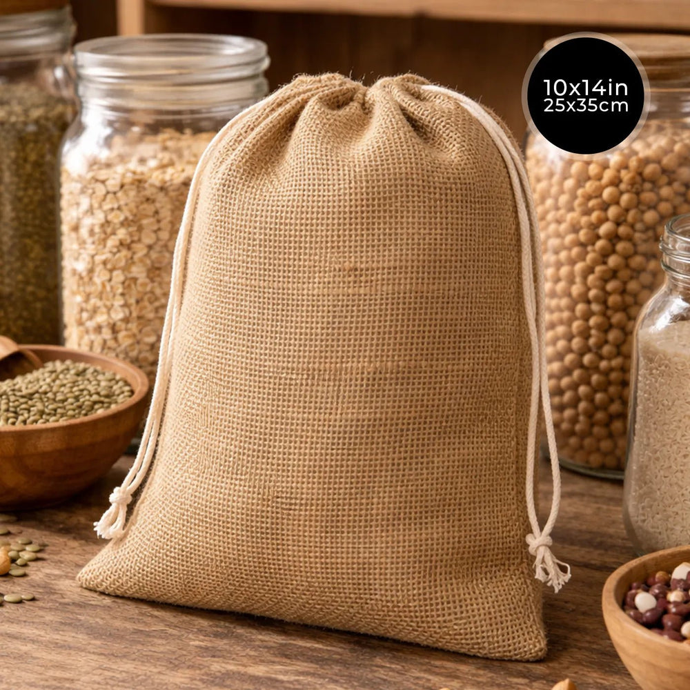 Burlap Drawstring Pouch – 10" × 14" (25 × 35 cm) – Eco - Friendly - Pamusan.com