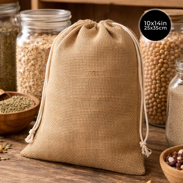 Burlap Drawstring Pouch – 10" × 14" (25 × 35 cm) – Eco - Friendly - Pamusan.com